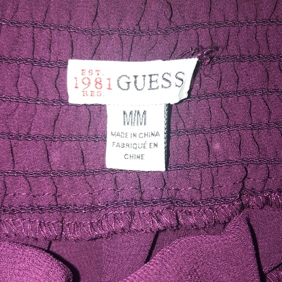 GUESS Magenta Off The Shoulder top w/ rhinestones - Picture 3 of 4